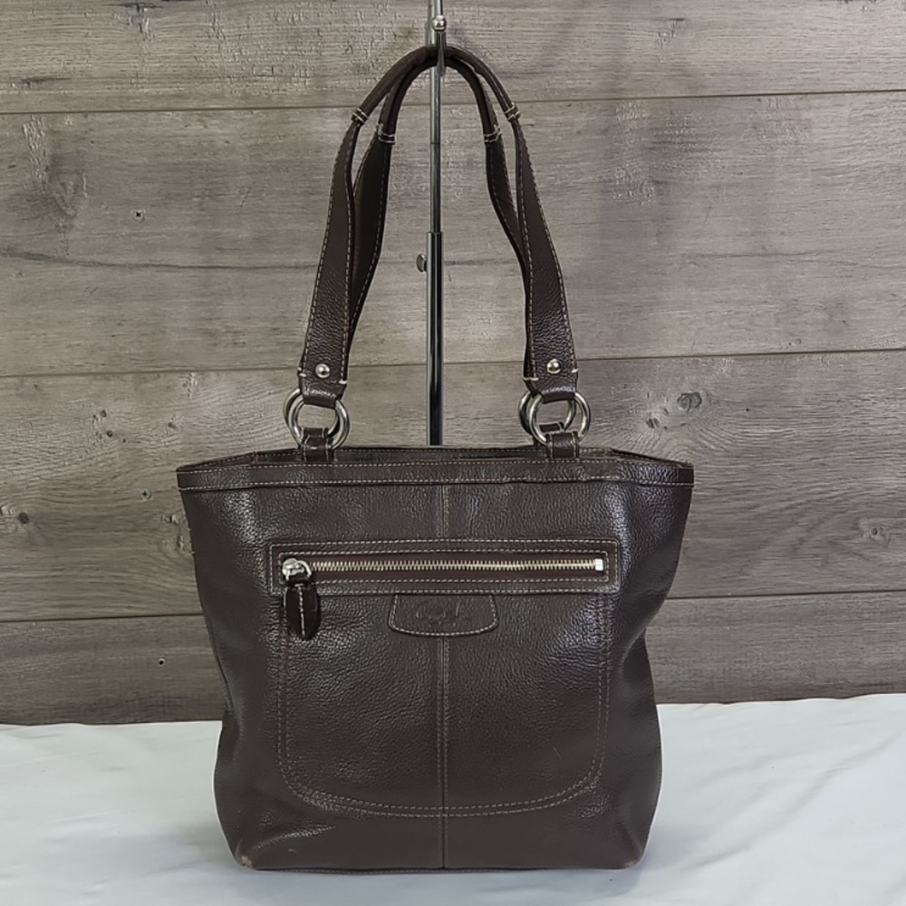 Coach Penelope Large Brown Leather Tote Mahogany